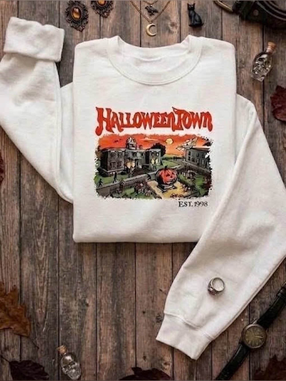 Vintage Halloweentown 1998 Graphic Crewneck Sweatshirt Fall Spooky Pullover
